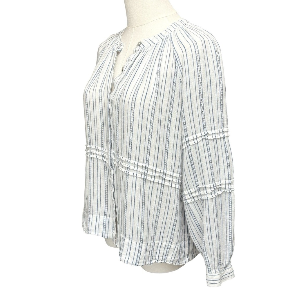 Rails Frances Sonoma Stripe Sz M Balloon Sleeve  Button Down Linen Blend - Picture 8 of 16